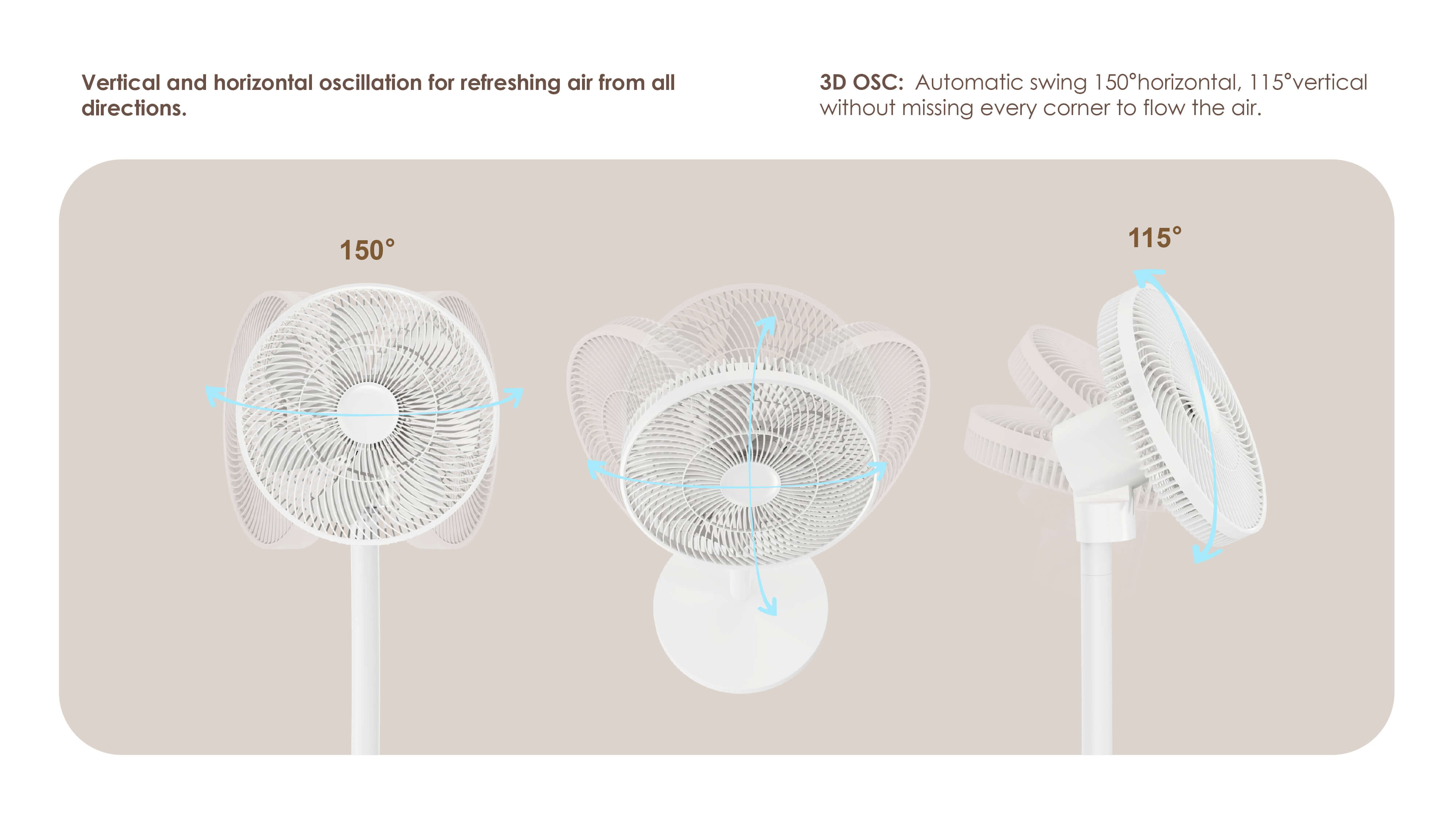 Comefresh 12'' Battery Powered Standing Fan  Pedestal Floor Fan for Home Office