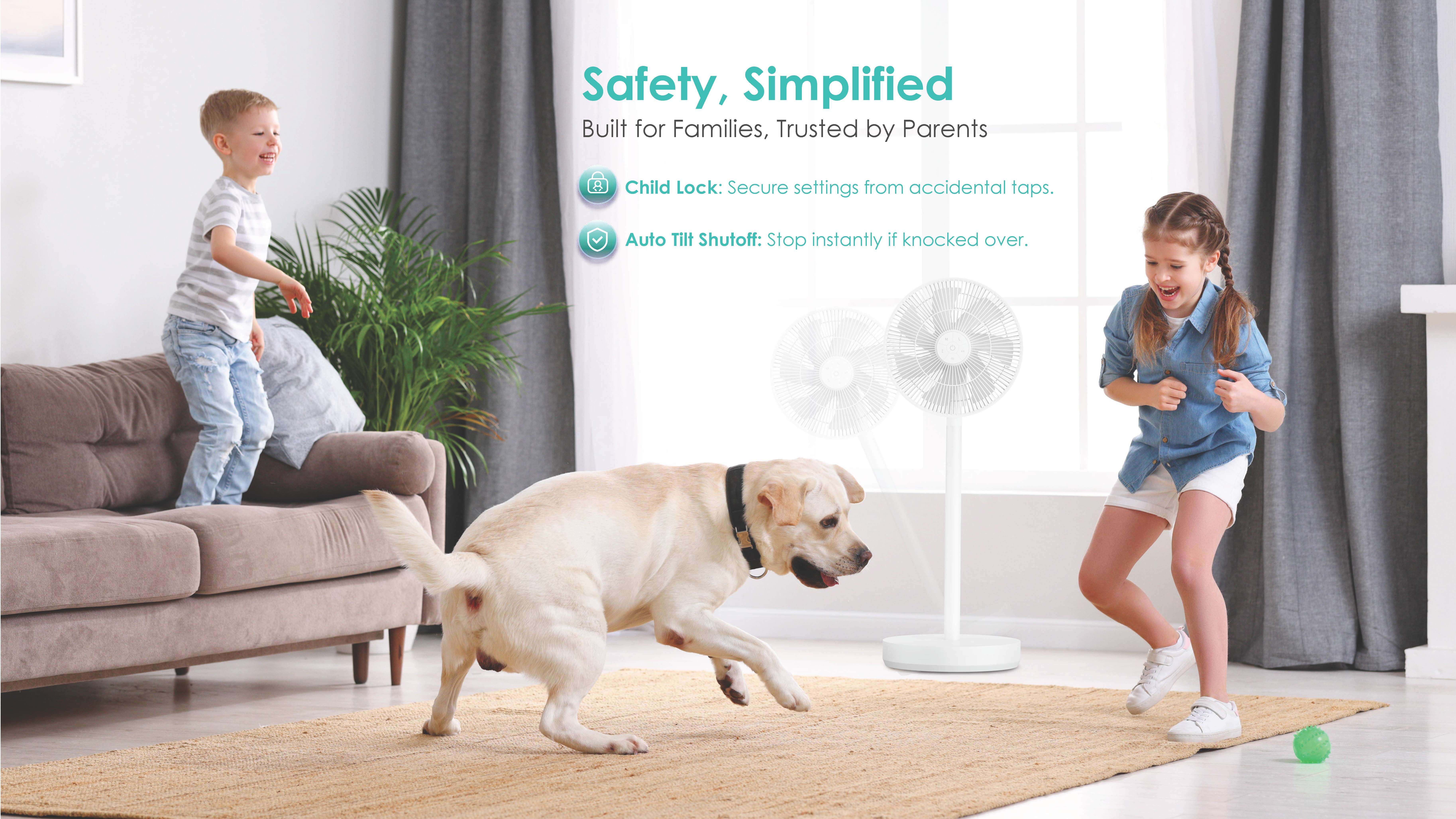 Comefresh AP-F1290BLRS Smart Fan WiFi Control, 21 Speeds & Detachable Battery