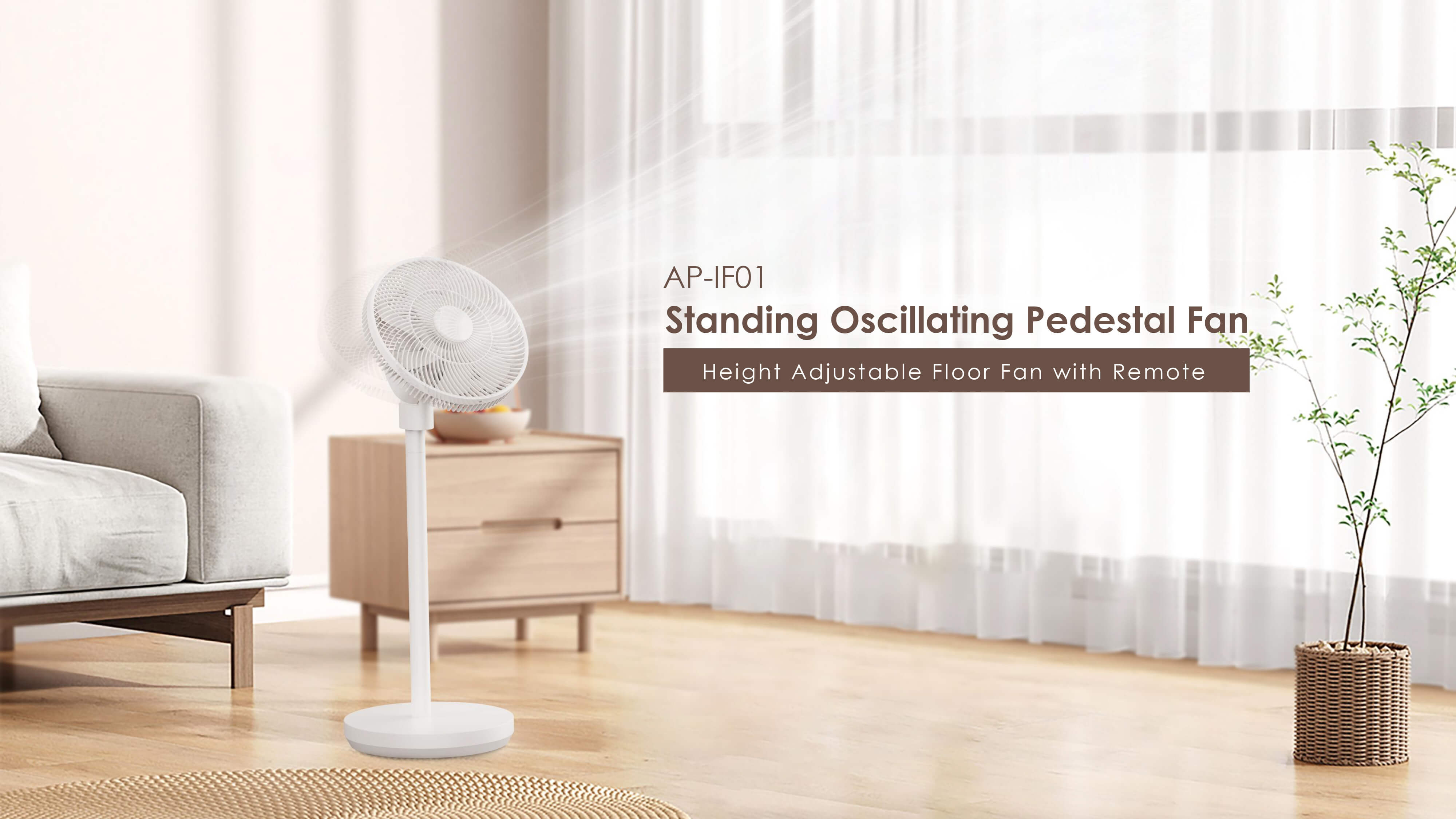 Comefresh Adjustable Standing Fan Rechargeable Pedestal Fan Floor Fan