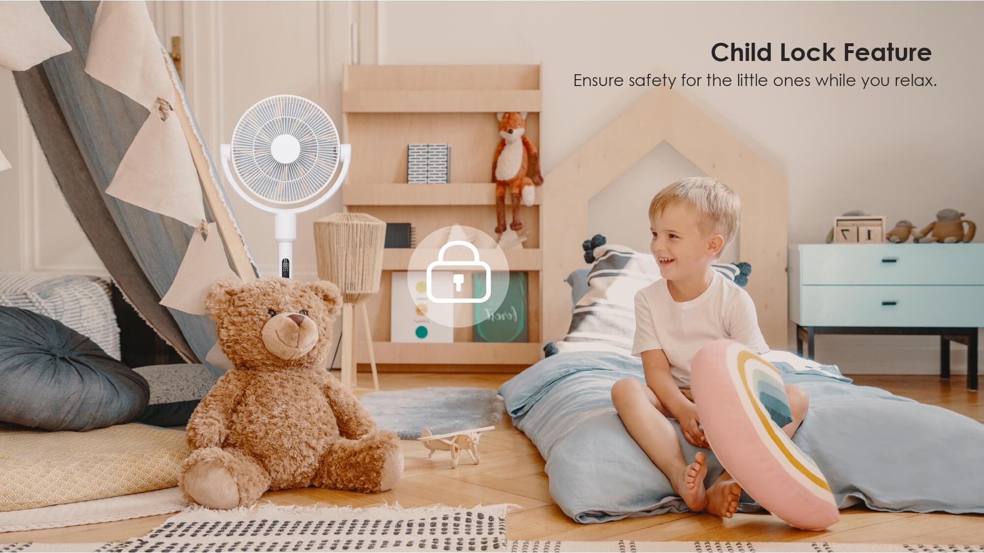 Comefresh Adjustable Standing Fan with Remote Pedestal Fan with BLDC Motor Oscillating Floor Fan for Home Office AP-F1280BLRS