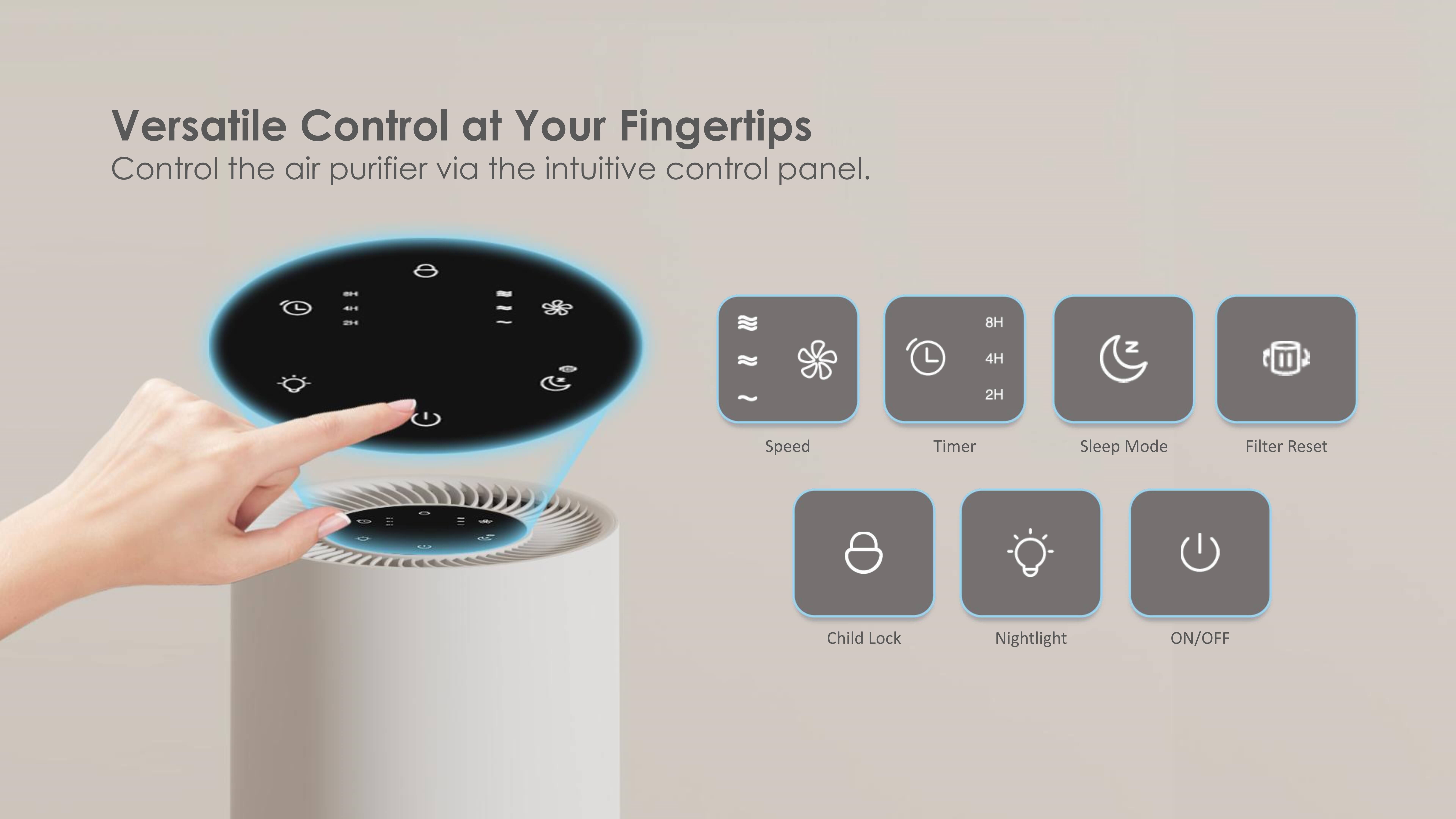 Comefresh Air Purifier for Home Office Quiet HEPA Filter Air Cleaner Diffuser with Aroma for Bedroom Office AP-S0620L