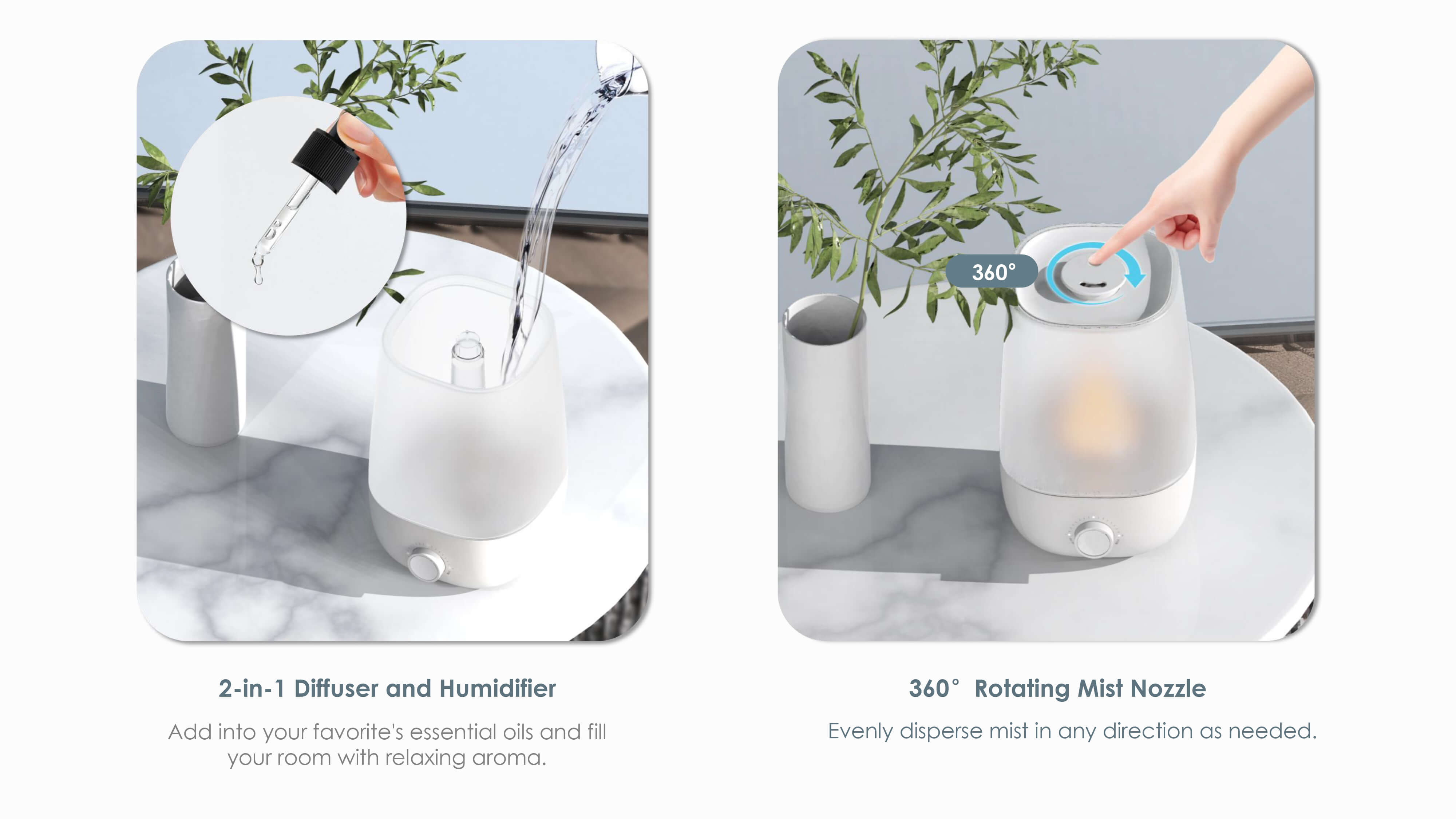 Comefresh Best Cool Mist Humidifier for Bedroom Quiet Top-fill Ultrasonic Humidifier with Nightlight for Nursery Home Office
