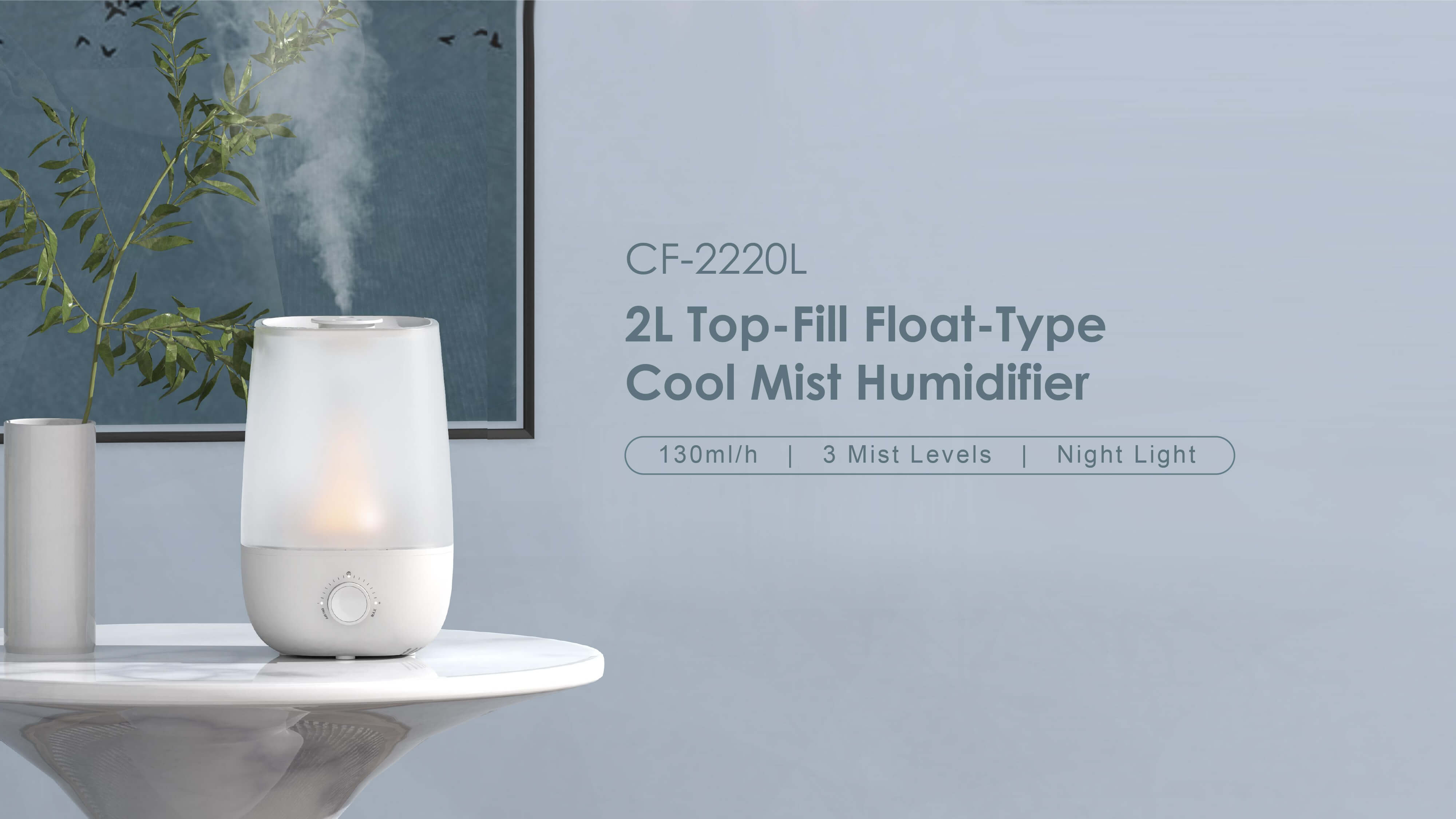 Comefresh Best Humidifier for Bedroom Top-Fill Cool Mist Humidifier with Nightlight Quiet Ultrasonic Humidifier for Baby Nursery Home Office