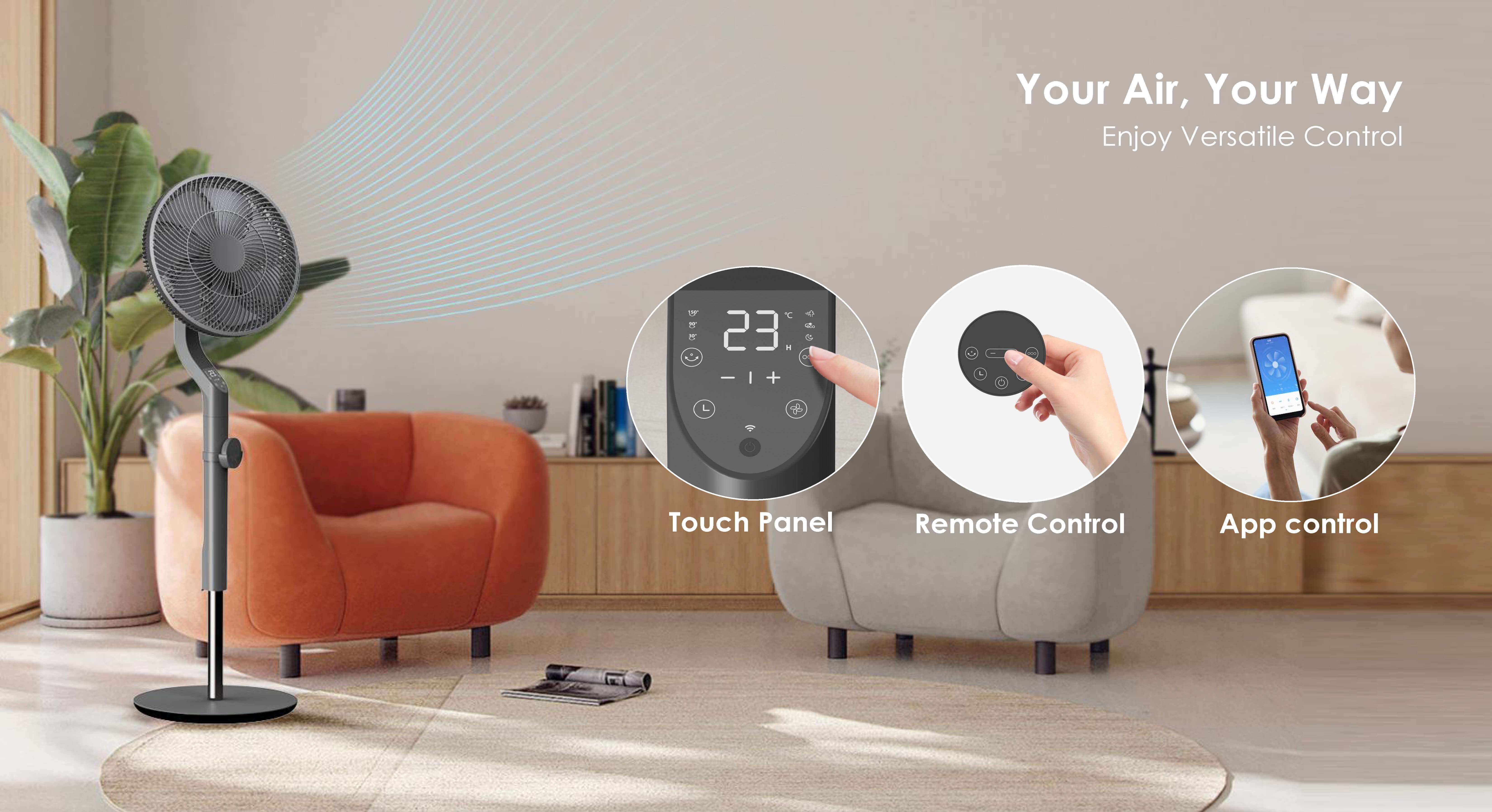 Comefresh Best Standing Fan Pedestal Fan Oscillating Floor Fan with Remote APP