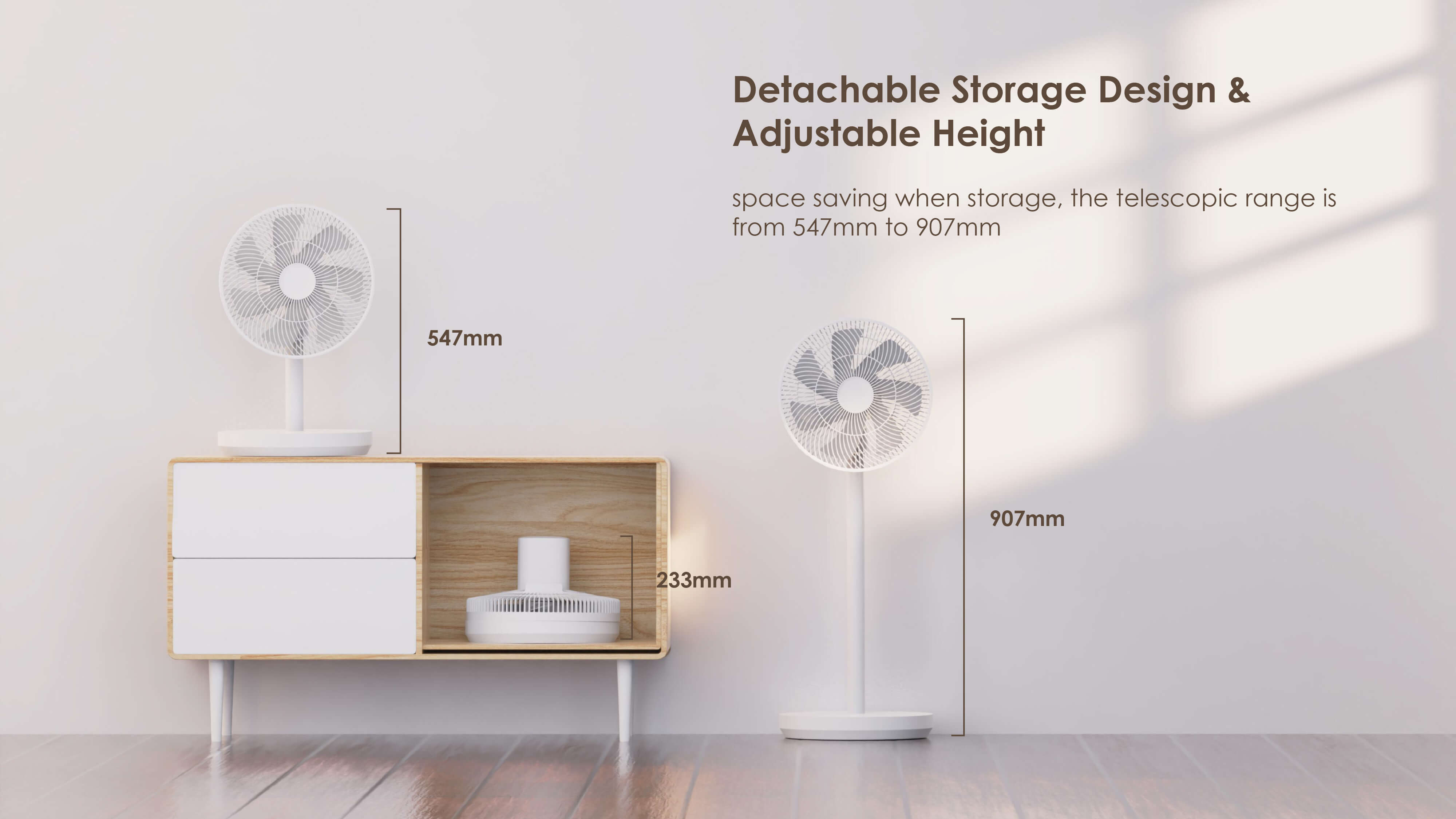 Comefresh Height Adjustable Standing Fan Pedestal Floor Fan