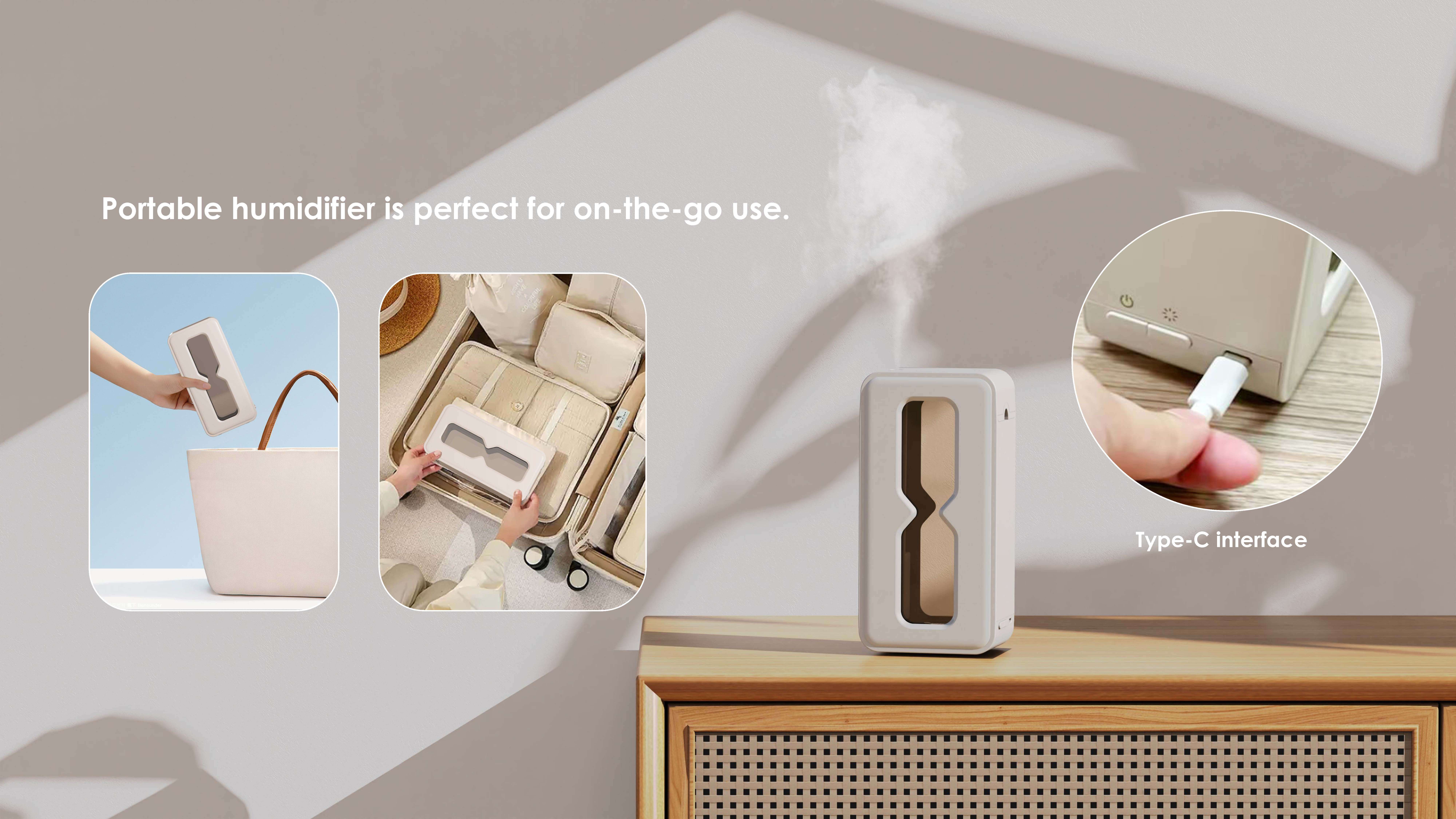 Comefresh Rechargeable Humidifier for Home Office Quiet Ultrasonic Humidifier with Type-C Nightlight CF-2110L