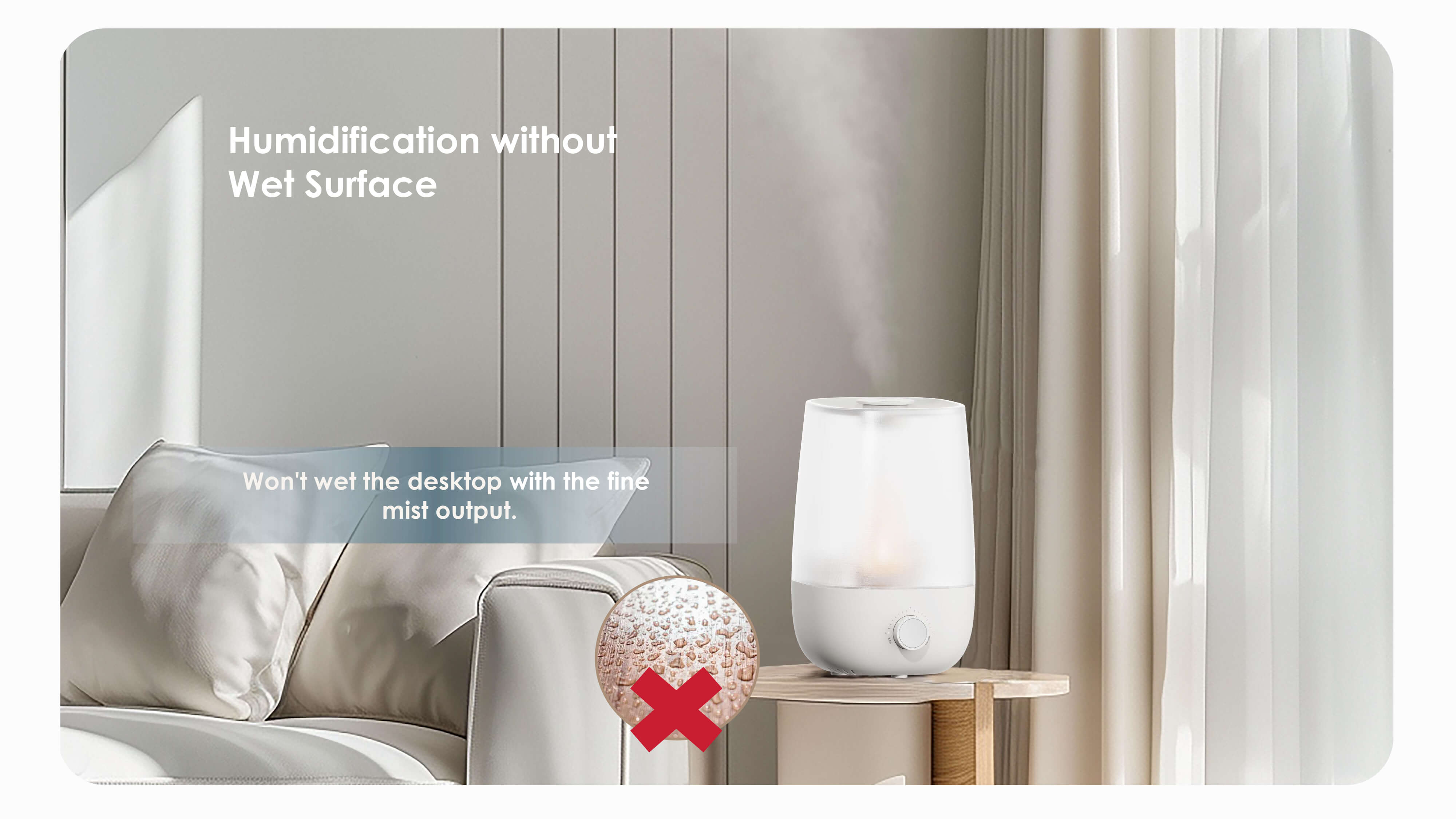 Comefresh Top-Fill Humidifier for Baby Quiet Ultrasonic Cool Mist Humidifier with Nightlight for Baby Nursery Home Office