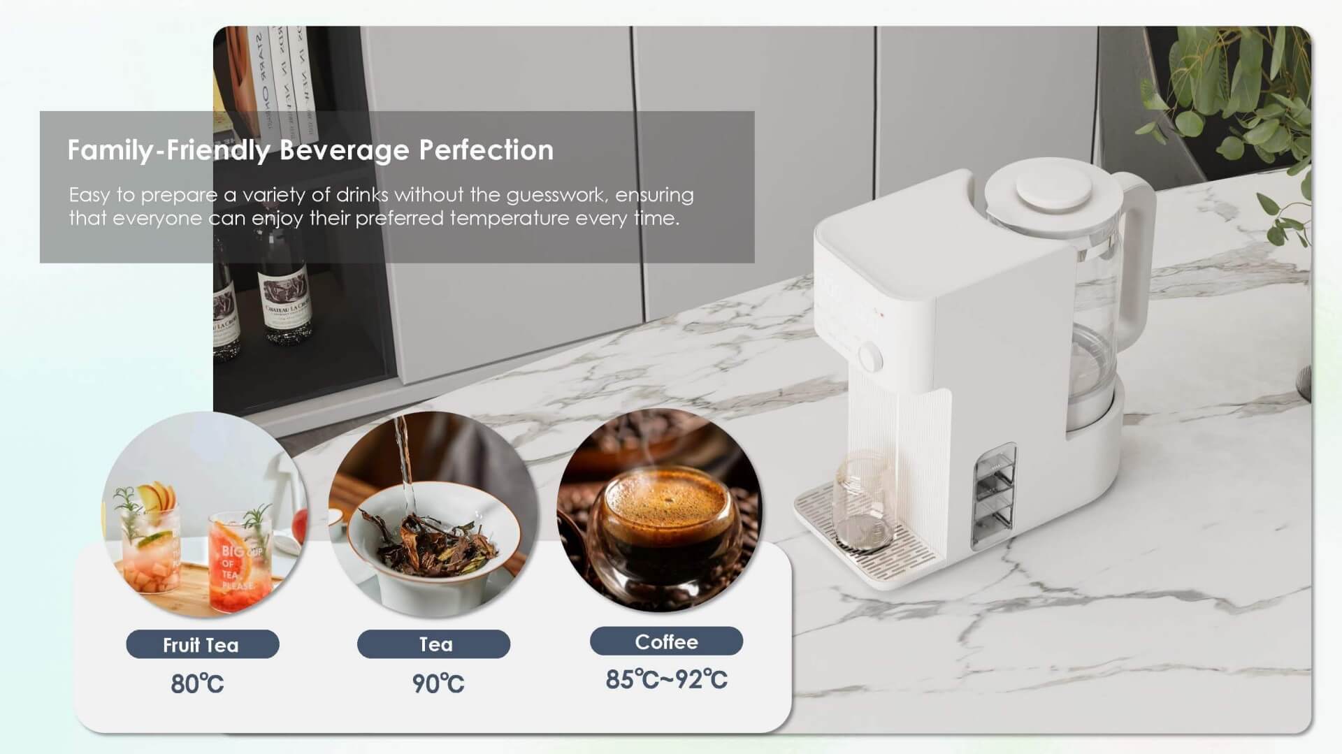 Comefresh Water Dispenser with 4 Volume Dispense Smart Water Boiler Warmer Electric Kettle with Auto Shutoff AP-BIW02