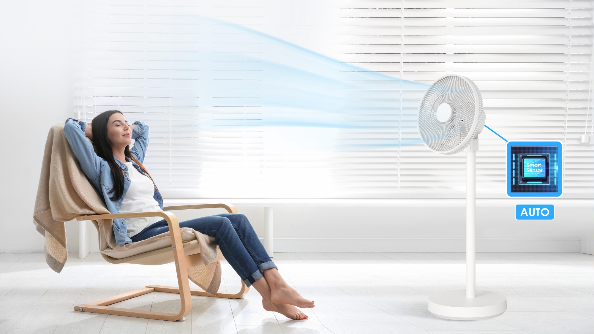 Quiet BLC Motor Standing Floor Fan with Night Light