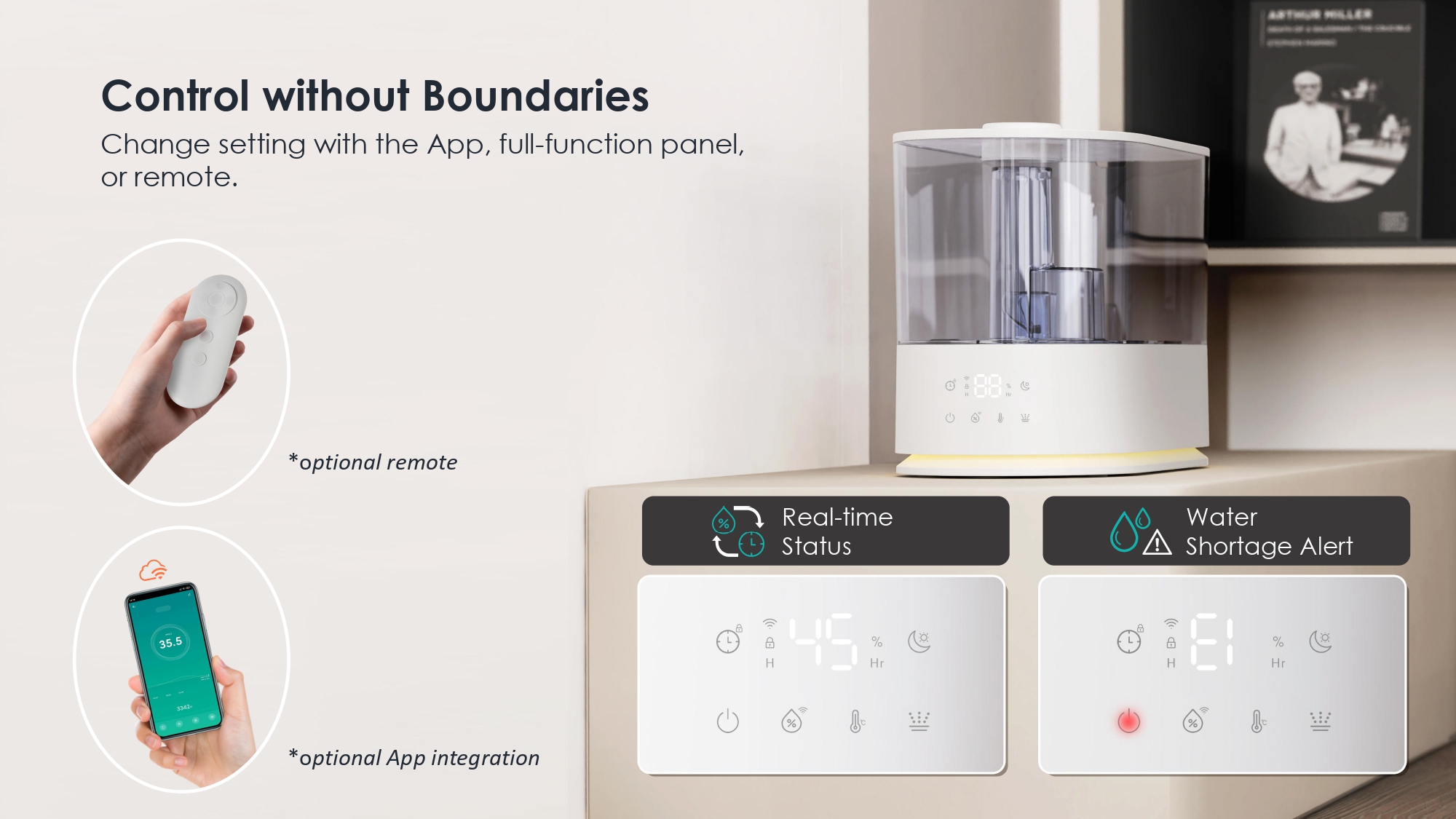Smart Humidifier Manufaturer Support Humidity Sensor Night Light