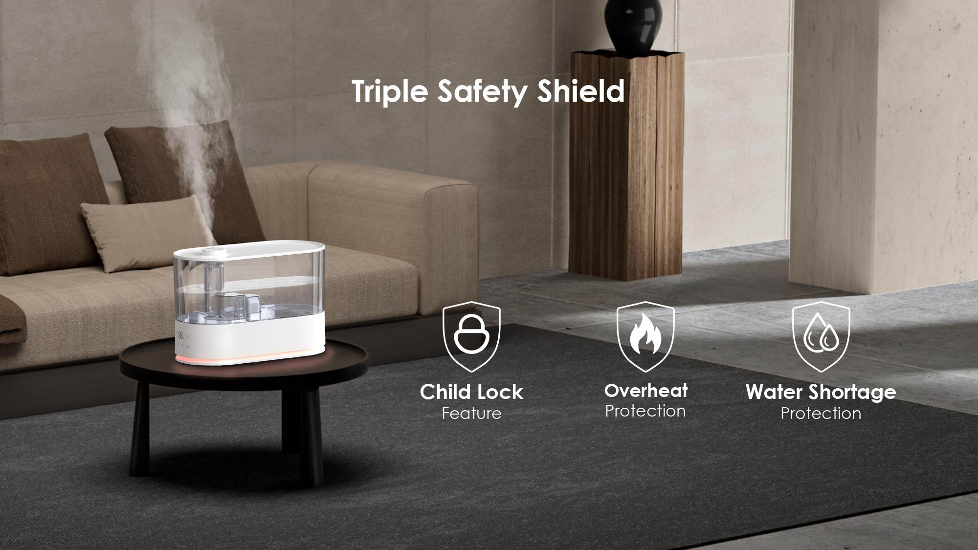 Smart Humidifier with Sensor Humidifier for Bedroom Office Nursery