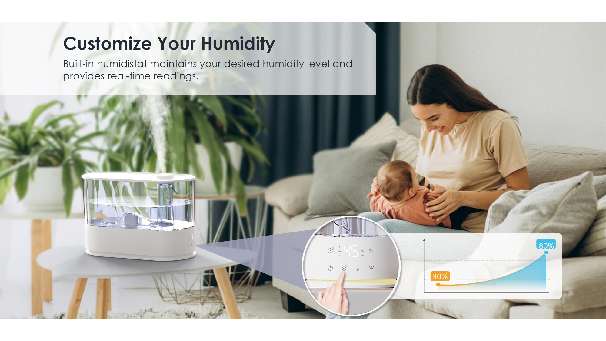 Ultrasonic Humidifier 5L Warm Cold Mist Humidifier Silent Humidifier for Baby Room