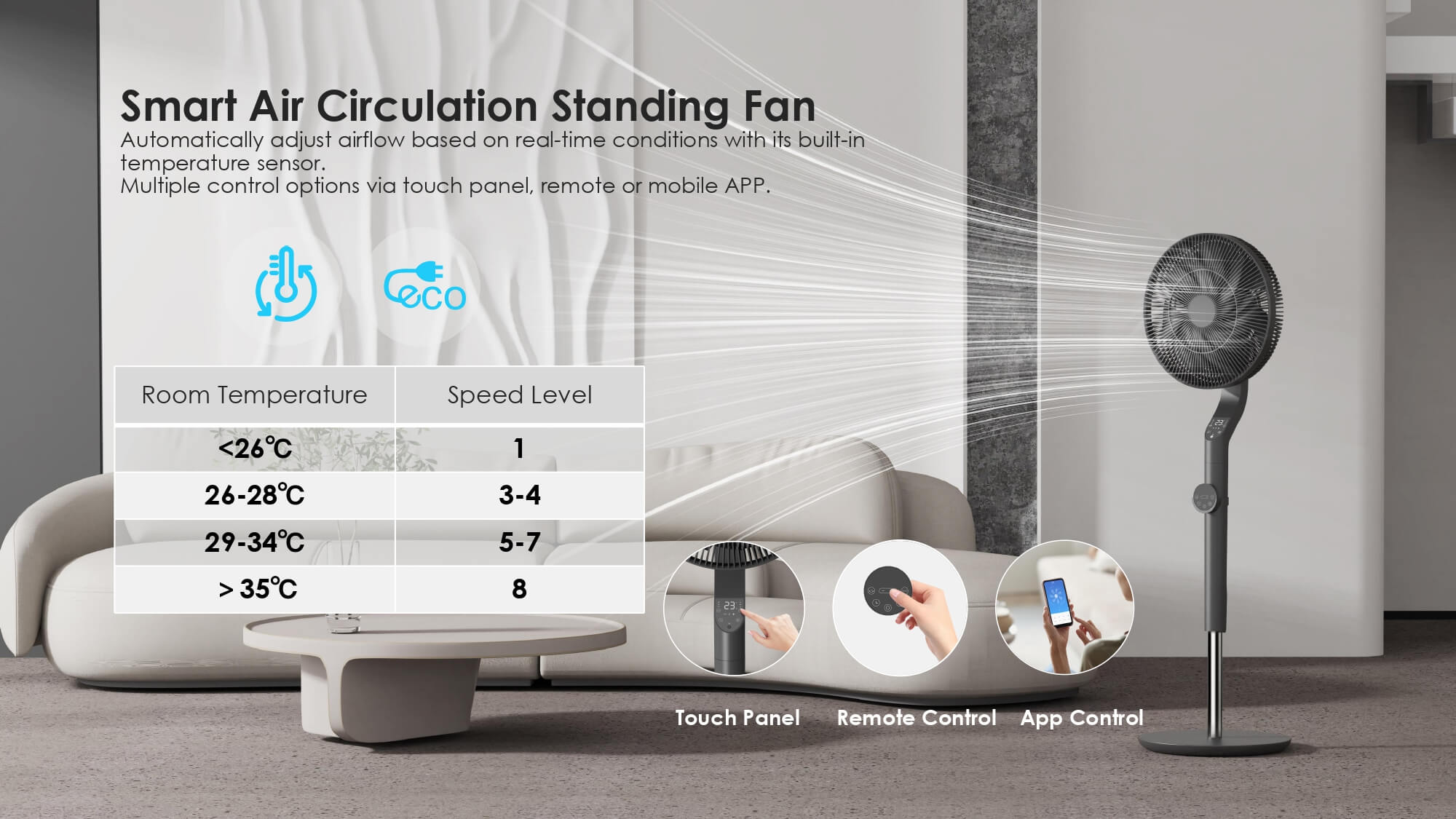 Wholesale Fan Manufacturer Factory Comefresh Standing Pedestal Fan with Remote Energy Efficient Oscillating Floor Fan for Home Office