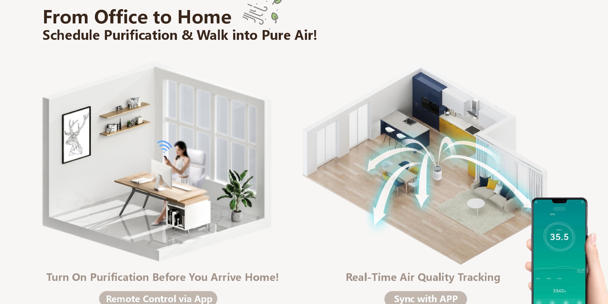 Air Purifier Factory Smart Air Cleaner for Home H13 HEPA Filter with Dust Sensor